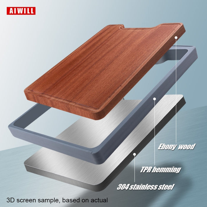 Aiwill Board Haushalt Edelstahl Schneidebrett Doppel Massivholz