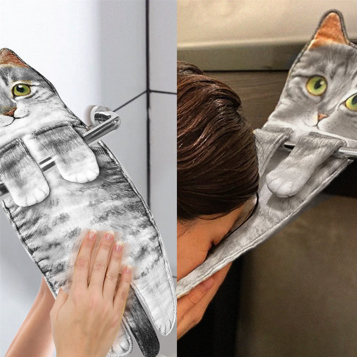 Cat Towels Long Cat Shape Wish Handkerchiefs Bath Towels