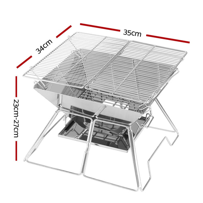 Grillz Camping Fire Pit BBQ 2-in-1 Grill Smoker Outdoor Portable