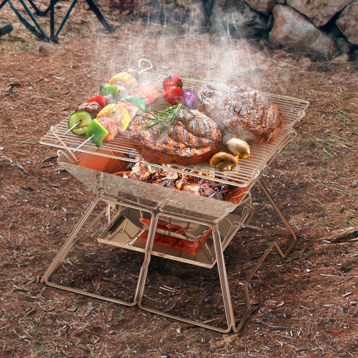 Grillz Camping Fire Pit BBQ 2-in-1 Grill Smoker Outdoor Portable