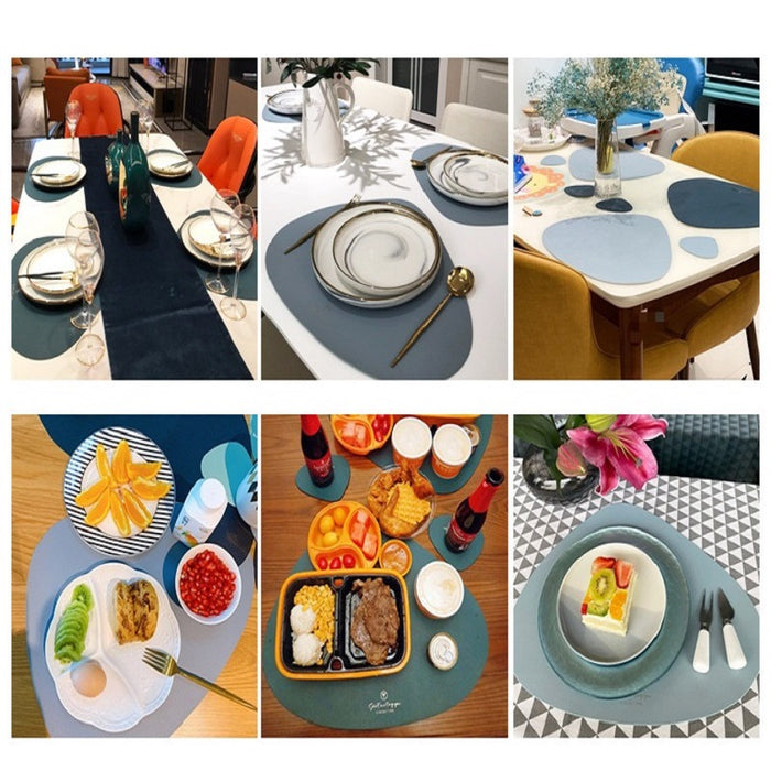 Inyahome Pu-Tischsets für Tisch, wasserdichtes, rutschfestes Isolierleder