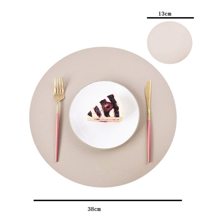 Inyahome Round Leather Placemats for Dining Room Faux Large Pu Placemats