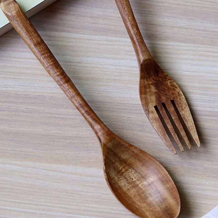Japanese Style Natural Black Walnut Holz Löffel Gabel Abendessen Essen