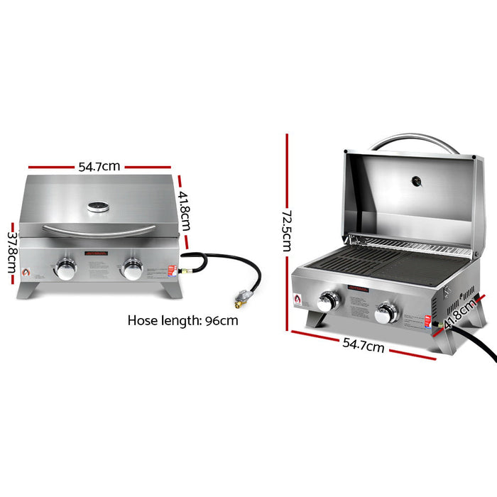Grillz Portable Gas Grill LPG Oven Camping Stove Grill 2 Burner Stove
