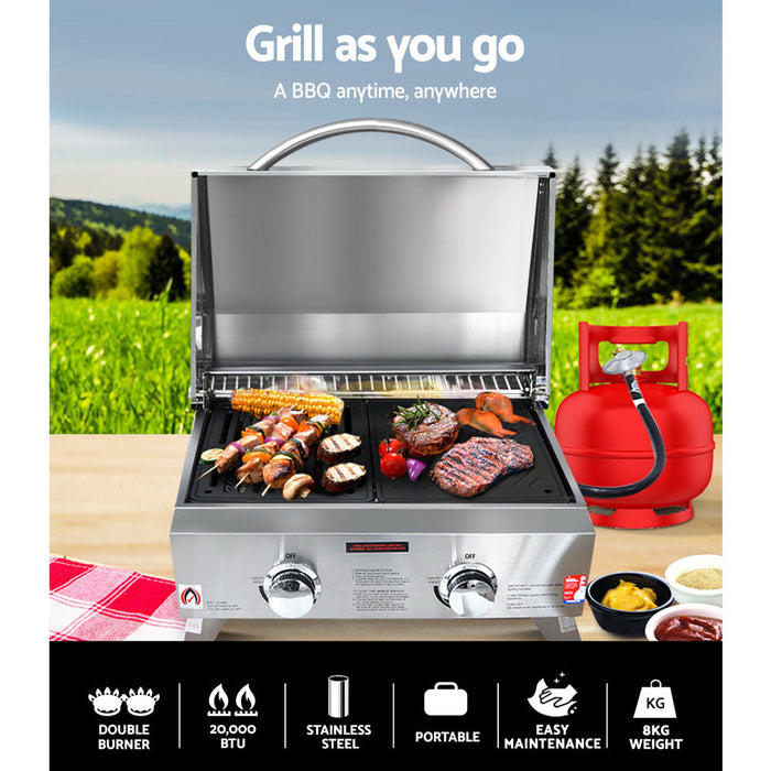 Grillz Portable Gas Grill LPG Oven Camping Stove Grill 2 Burner Stove