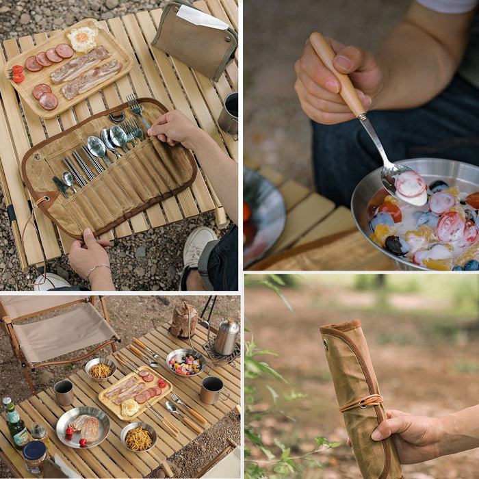 Tragbare Bestecktasche Outdoor Camping Picknick Geschirr Besteck