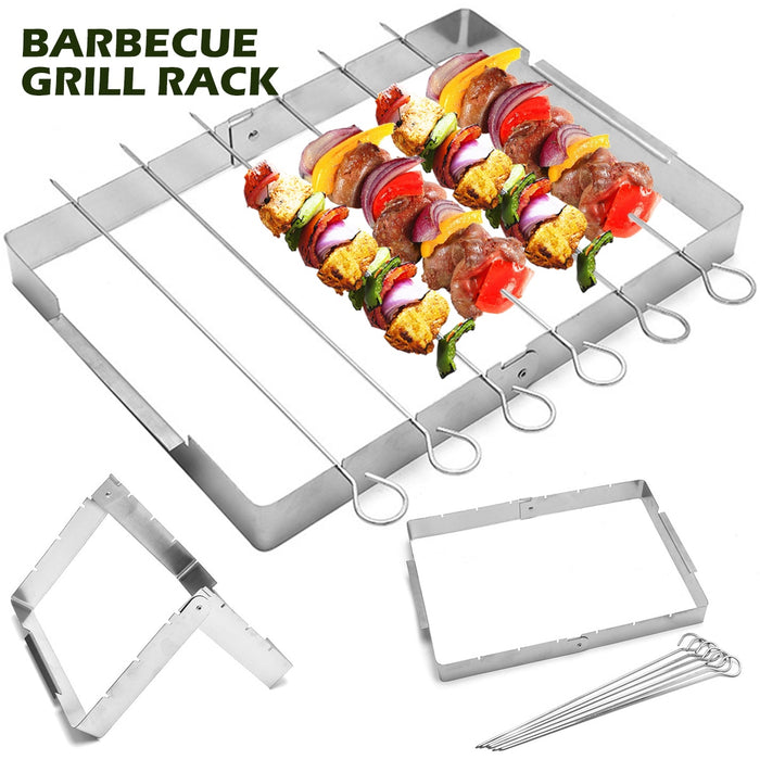 Edelstahl Bbq Spieß Rack Barbecue Kabob Spieß Rack Grill Rack