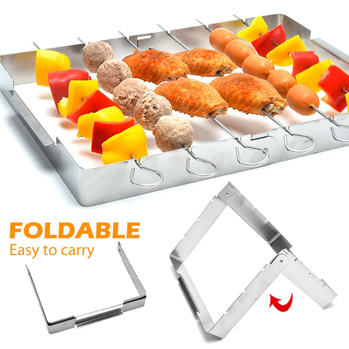 Edelstahl Bbq Spieß Rack Barbecue Kabob Spieß Rack Grill Rack