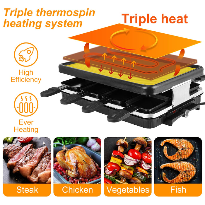 Table Grill Electric Korean Bbq Grill Indoor Cheese Raclette For 8