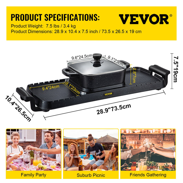 Vevor 2in1 Elektrische Grillpfanne Grill Hot Pot 2400w Multifunktion Haus