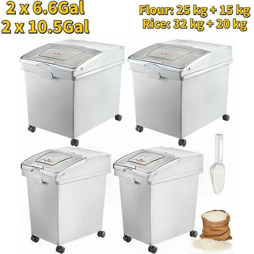 VEVOR 6.6Gal 21Gal Kitchen Container Ingredient Storage Bin W/ Wheel &