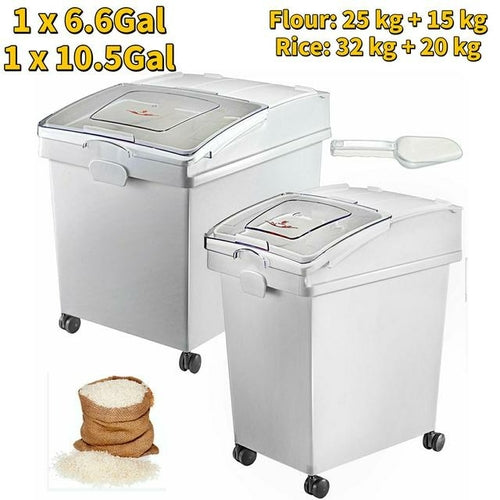 VEVOR 6.6Gal 21Gal Kitchen Container Ingredient Storage Bin W/ Wheel &
