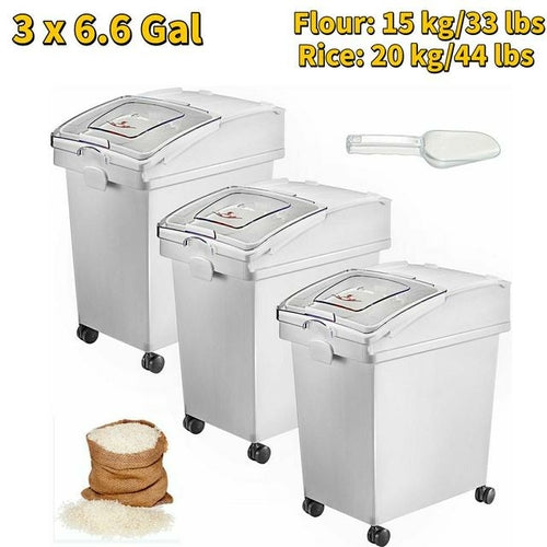 VEVOR 6.6Gal 21Gal Kitchen Container Ingredient Storage Bin W/ Wheel &