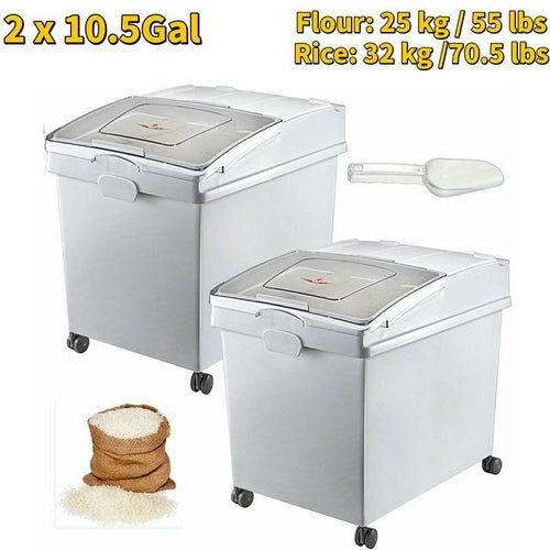 VEVOR 6.6Gal 21Gal Kitchen Container Ingredient Storage Bin W/ Wheel &