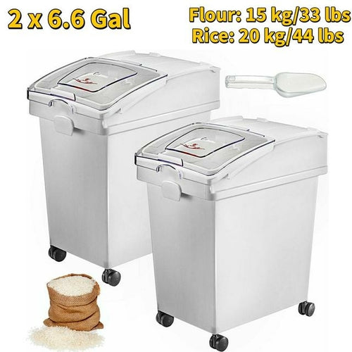 VEVOR 6.6Gal 21Gal Kitchen Container Ingredient Storage Bin W/ Wheel &