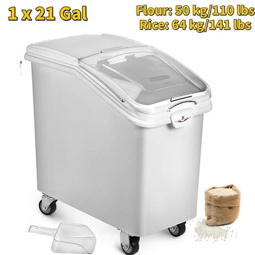 VEVOR 6.6Gal 21Gal Kitchen Container Ingredient Storage Bin W/ Wheel &