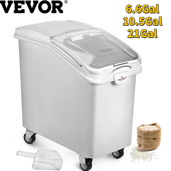 VEVOR 6.6Gal 21Gal Kitchen Container Ingredient Storage Bin W/ Wheel &