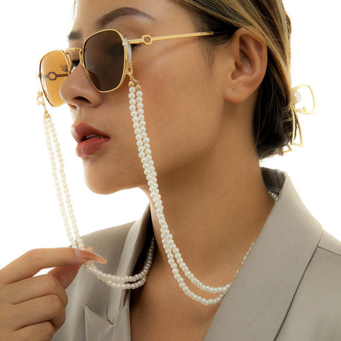 Schmuck Retro Perle Doppelt gewebt Halterneck Brille Kette