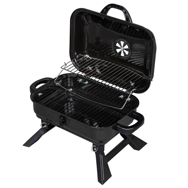 Tragbarer Holzkohlegrill BBQ und Smoker mit Deckel Klappbarer Tischgrill