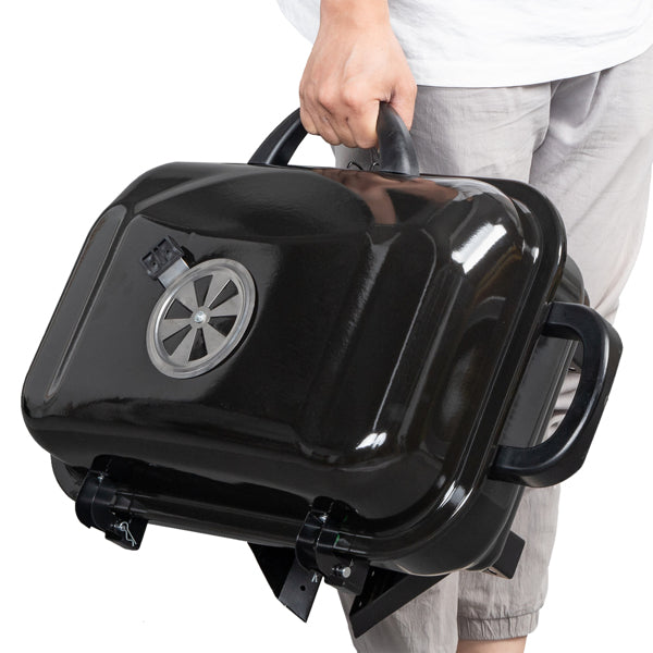 Tragbarer Holzkohlegrill BBQ und Smoker mit Deckel Klappbarer Tischgrill