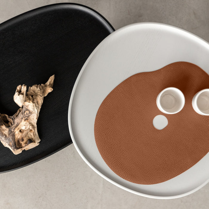 Placemat and coasters made of natural leather | rust brown