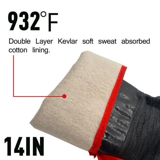 35,6 cm Ofenhandschuhe, rauchbeständige Grillhandschuhe, feuerbeständig