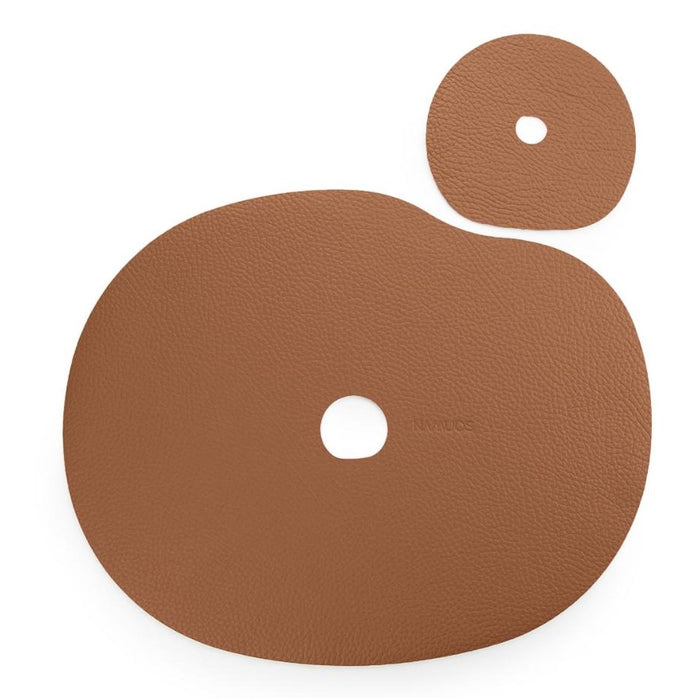 Placemat and coasters made of natural leather | rust brown