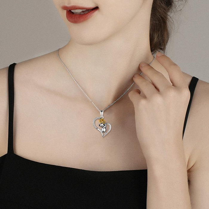 Sterling Silber Sonnenblume Panda Bär Schmuck für Frauen Geschenke