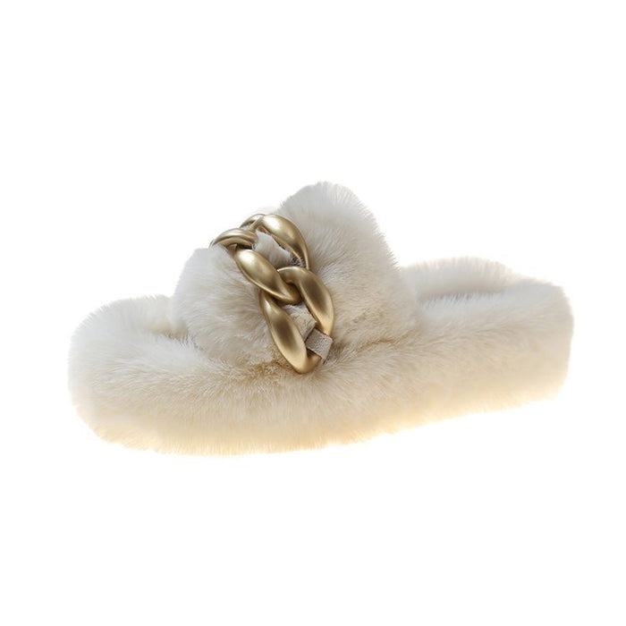 Thick-soled wool slippers for women to wear outdoors