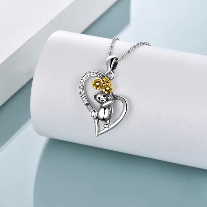 Sterling Silber Sonnenblume Panda Bär Schmuck für Frauen Geschenke