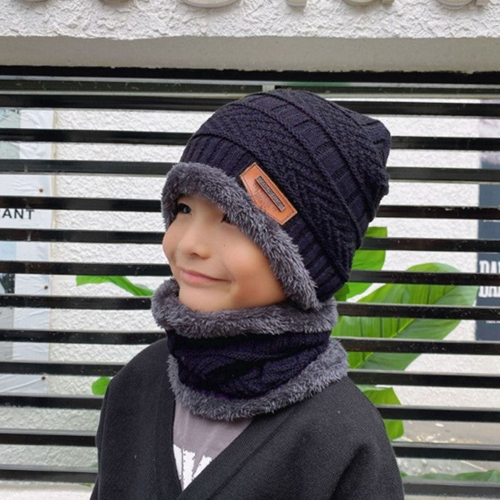 Winter Beanie Mütze Schal Set Warme Strickmütze Dickes Fleece gefüttert Wintermütze Halswärmer für Männer, Frauen & Kinder