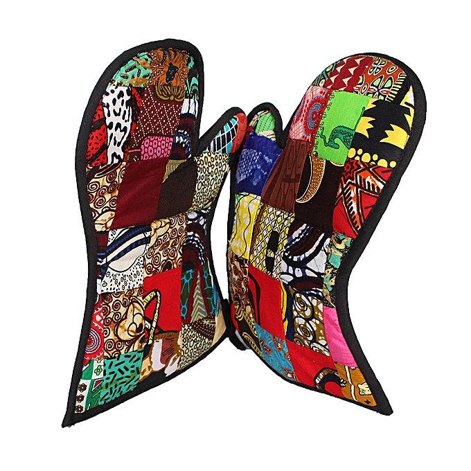 Kitengi Patchwork Handgefertigte isolierte Ofenhandschuhe, Kitenge-Ofen