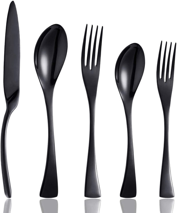 20-teiliges schwarzes Besteck-Besteck-Set, einzigartiger moderner Look,