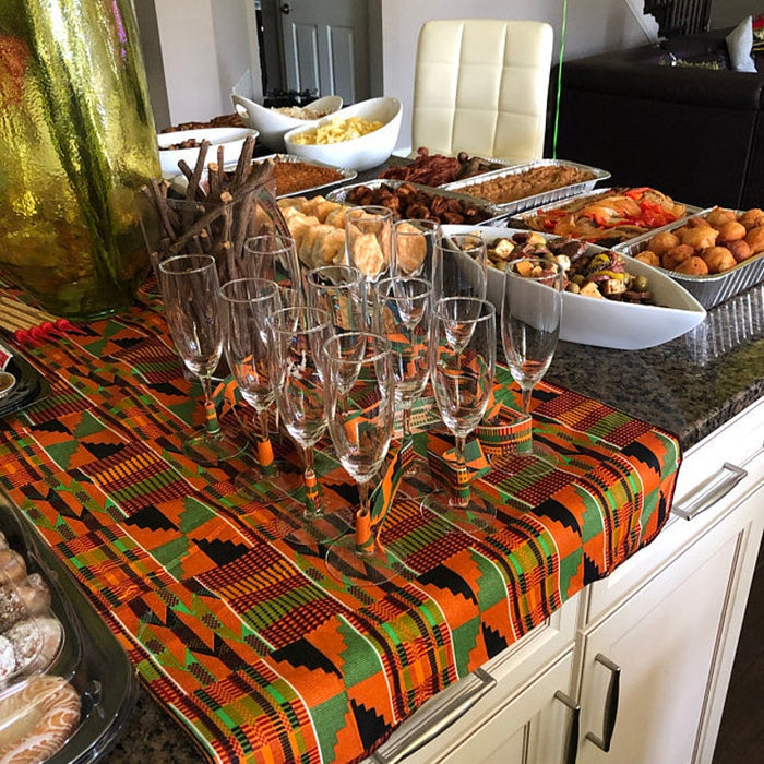Kente African table runner, table linen, African fabric